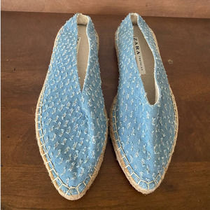 Zara Trafaluc Women's Blue Denim Flats Espadrilles - Size 8